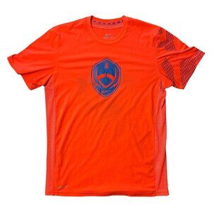 Nike Football Orange Blue Dri Fit Electric Center Tee Size Medium